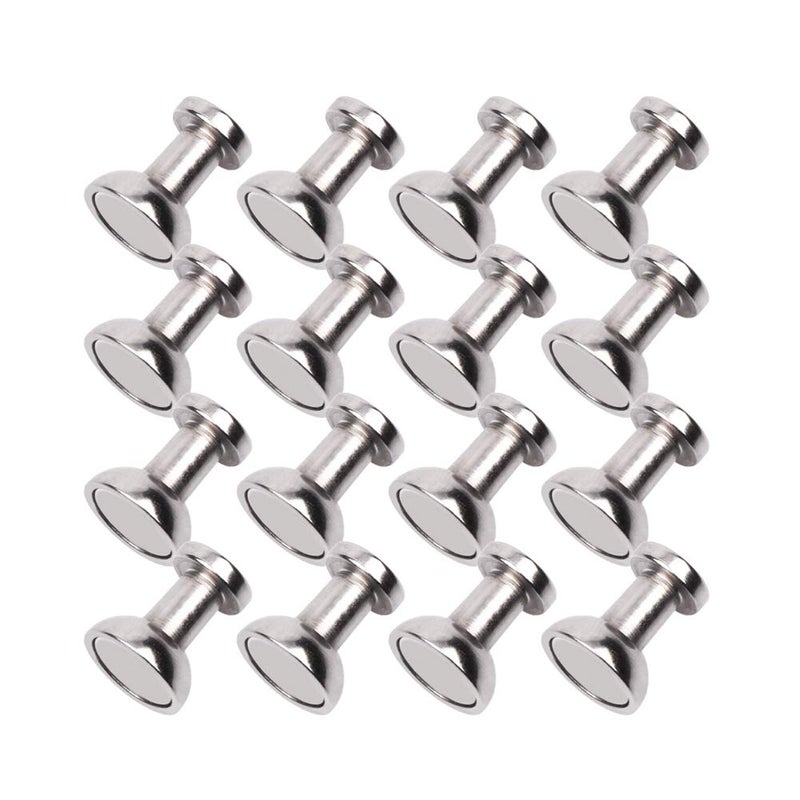 Buvunt Magnetic Push Pins for Refrigerator Magnets, 16pcs Brushed Nickel for Office, Whiteboard, Map Magnets - Image 1